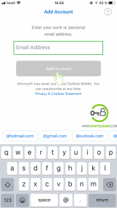 Enter Hotmail Email in outlook app