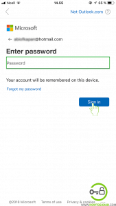 Enter Hotmail password in Outlook app