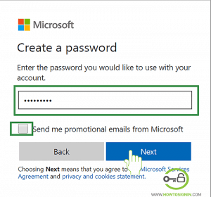 Choose password for New Hotmail account