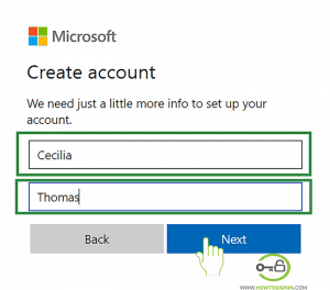 First and Last Name for Hotmail registration