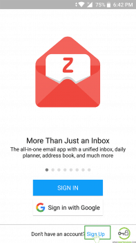 Zohomail Sign Up mobile app