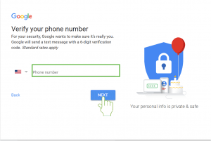 New Gmail Sign Up mobile verify