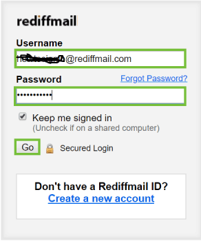 Rediffmail Log in