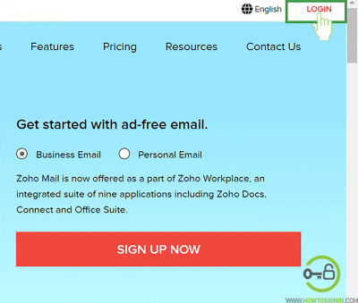 zohomail login homepage