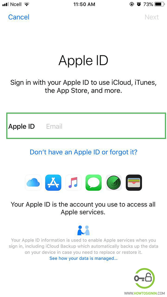 apple id sign in