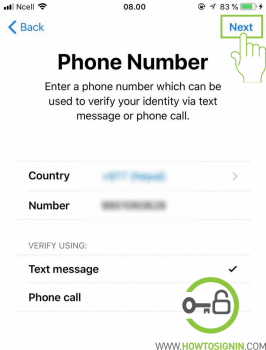 enter mobile number to verify apple id