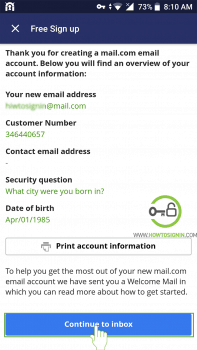 Create Mail.com account