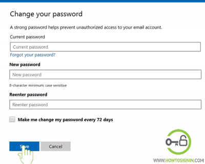Enter your new Hotmail password