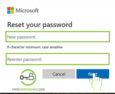 New Password microsoft account password reset