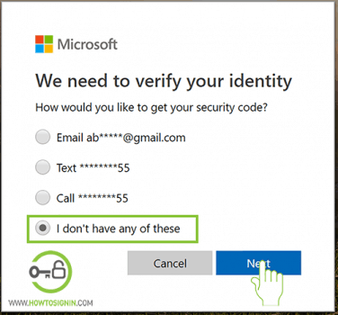 don't have access microsoft password reset
