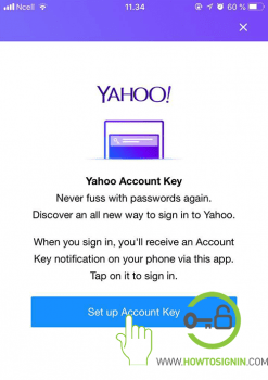 Yahoo account key setup from mobile
