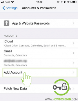 add account in iphone setting