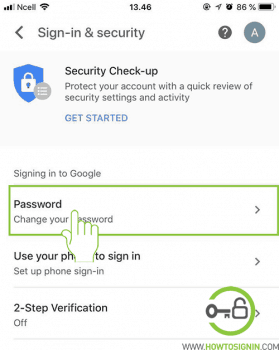 change your gmail password from mobile app