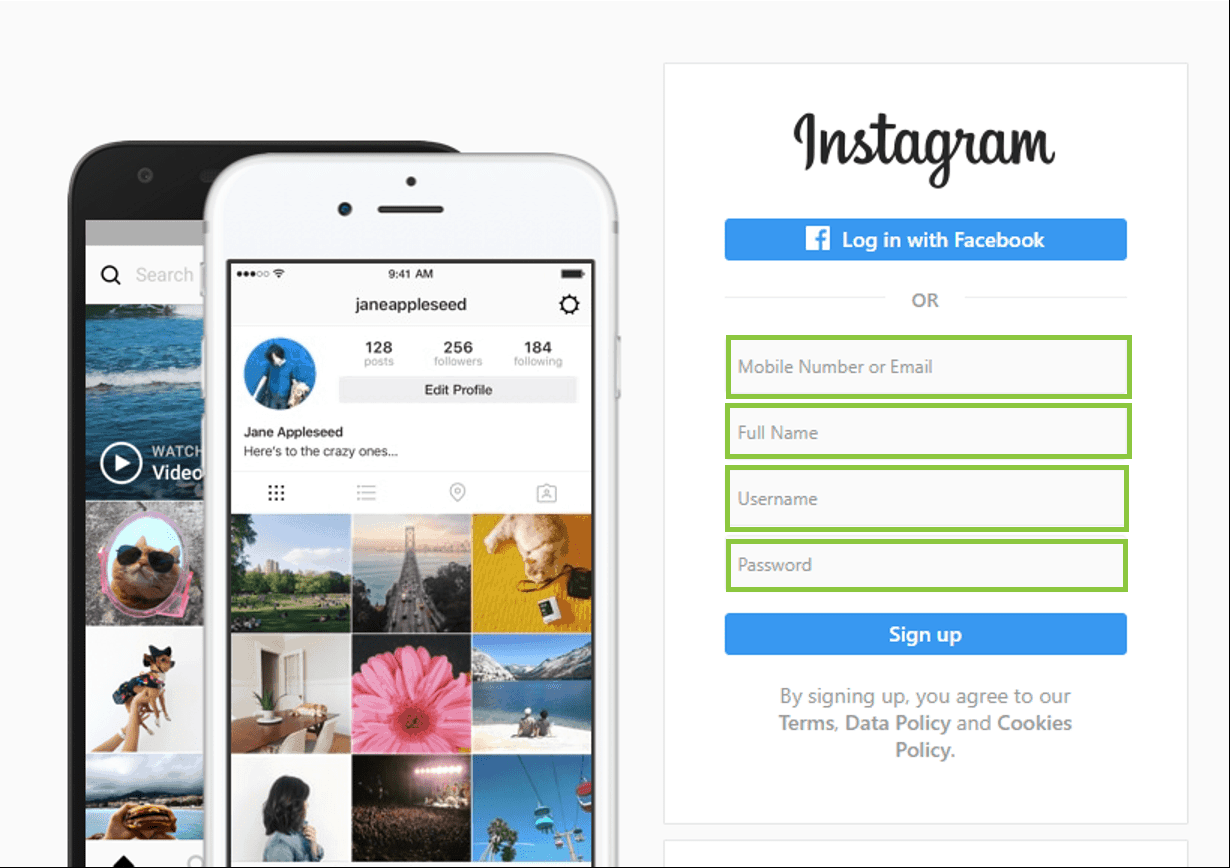 instagram sign up english