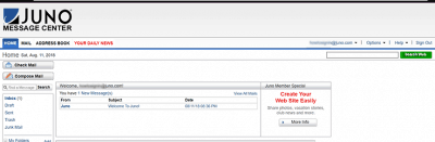 Juno Webmail inbox