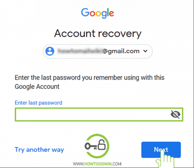 Gmail password reset via old password