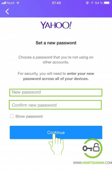 choose your new yahoo password