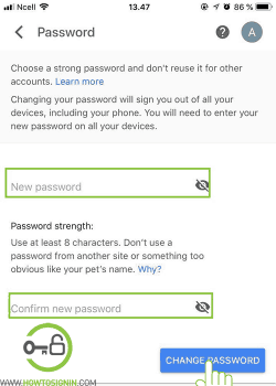 enter your new gmail password