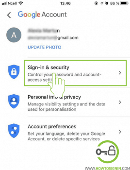 sign in and security gmail mobile app