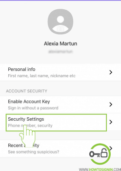 Yahoo Security settings iPhone