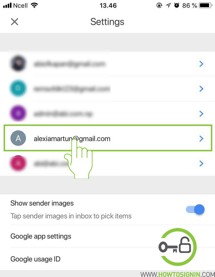 android change google account password