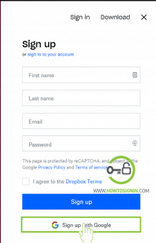 Dropbox sign up with google