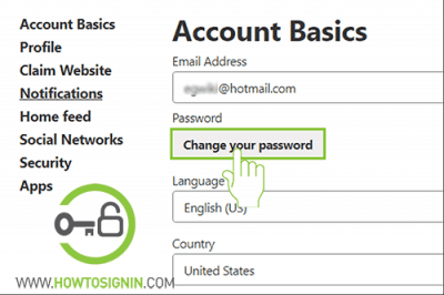pinerest password change