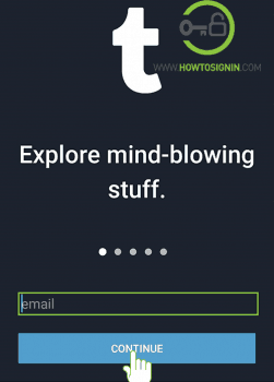 enter email address for tumblr login form mobile