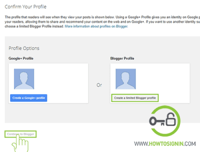 choose profile for blogger account