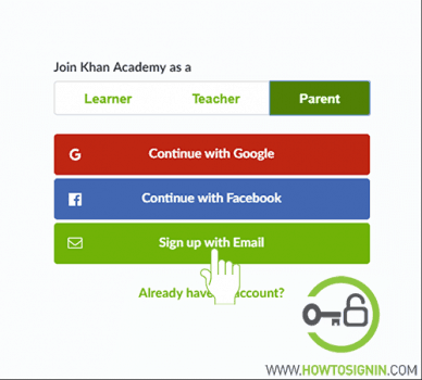 khanacademy sign up parents