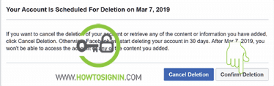 facebook account schedule for deletion