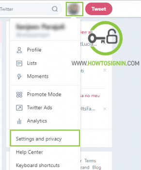 twitter web profile setting for password change