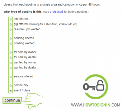 Type of posting on Craiglist