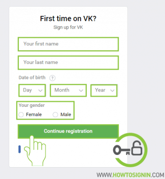 VK Signup box