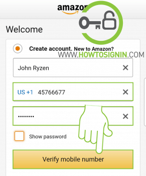 Amazon mobile signup confirmation 