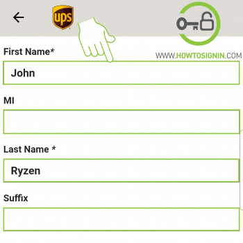 UPS enter information for UPS signup