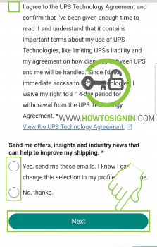 UPS signup user agreement 