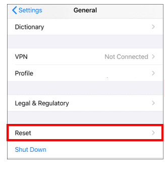 Click reset network- (iPhone)