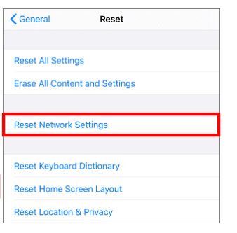 Click reset network-Snapchat (iPhone)