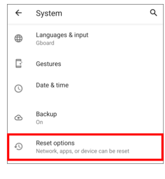 Reset option-Snapchat (Android)