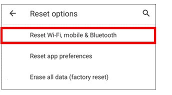 Reset wifi- (Android)