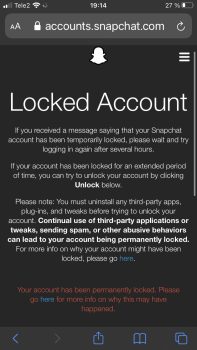 SNapchat-Permanently locked account