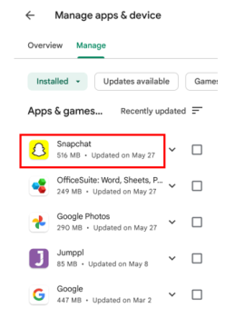 Snapchat app update