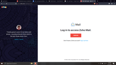 zoho mail login problems and solution