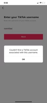 Tiktok-couldn't find account