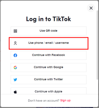 Use phone or email-TikTok